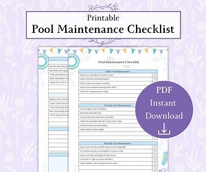 Pool Maintenance Checklist Printable PDF | Pool Essentials Home Maintenance Log | Household Planning Notes - Etsy
