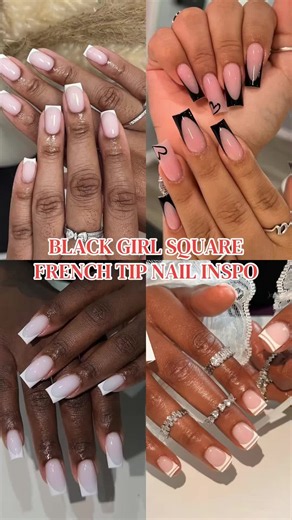 BLACK GIRL SQUARE NAIL INSPO ✨ #BlackGirlNails #SquareNails #NailInspo #NailTok #FYP