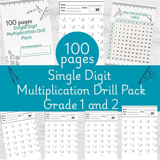Multiplication Drill Worksheet | Single Digit Math Practice (PDF Printable) - Etsy