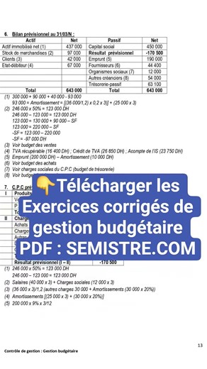 👇Télécharger les Exercices corrigés de gestion budgétaire PDF : SEMISTRE.COM