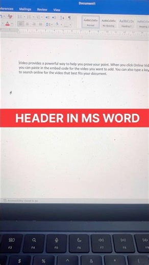 how to add header in word document #msword #computer #shortcut #typing