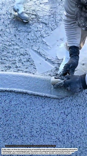 Manual Concrete Finishing & Decorative Pool Surface Application | Construction Education Video.
