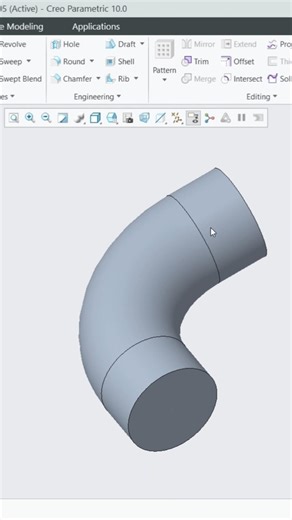 Step By Step Sweep & Shell Command #ptccreo #cad #shorts