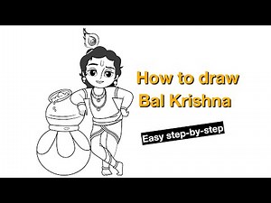 Easy Bal Krishna Drawing Step by Step | Janmashtami Special Drawing Tutorial