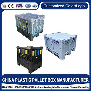 [Hot Item] 1200 * 1000mm Easily Stackable Solid Bulk Storage Container Can Stack Large Reusable Plastic Pallet Boxes Solid HDPE Plastic Pallet Box with Lid for Transport