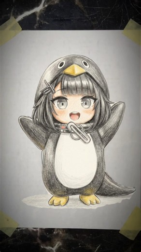 Easy Gugugaga Chibi Endemen Penguin Drawing Challenge 🐧✏️ #ardrawing #shorts