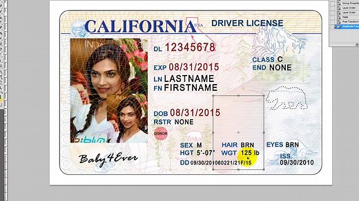 California Drivers License Photoshop Template Tutorial