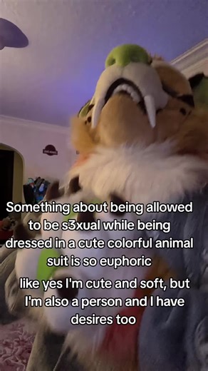 being a furry has actually helped me become more comfortable with my sexual self, so yeah, I support mursuiters and adult content in the fandom as long as you're not deliberately showing it to CHILDREN #fursuiting #fursuit #furry #dinosaur #fursona