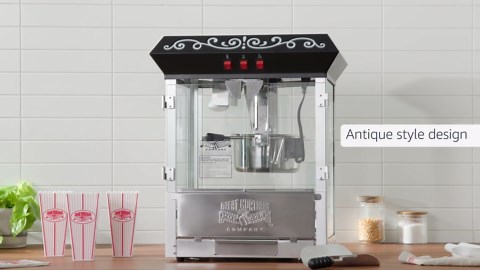 Perfect Popper Popcorn Machine - 10oz Stainless-Steel Kettle, Reject Kernel Tray, Warming Light, and Accessories by Great Northern Popcorn (Black)