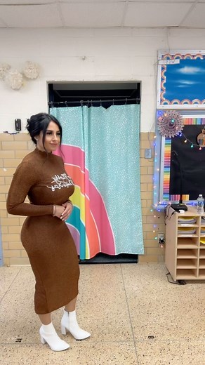 Ruby B on Instagram: "Brown came to sleigh these holidays🤎👩🏻‍🏫 #teacher #decade #school #brown #glitter #sparkly #shein #outfit #teaching #love #impact #classroom #difference #support #peace #christmas #holiday #holidayoutfit #work #family #spirit #sleigh"
