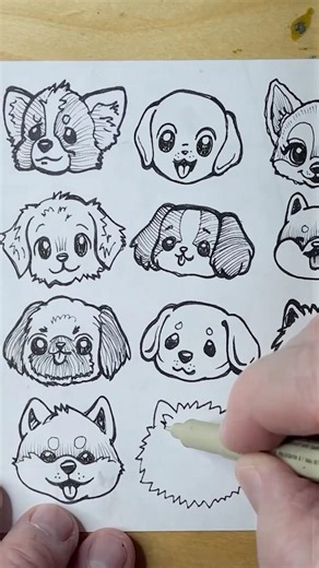How to draw Anime Dogs Faces 6 #art #drawing #ink #dog #sketch #drawingtutorial #artist #cute