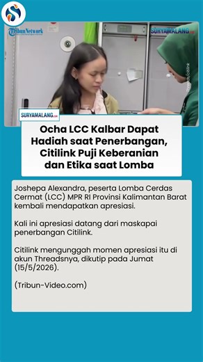 Ocha LCC Kalbar Dapat Hadiah dari Citilink, Puji Keberanian & Etikanya saat Beradu Jawaban di LCC