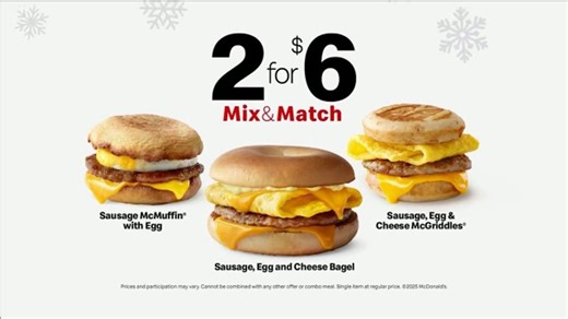 McDonald's TV Spot, 'Your Favorite Breakfast Sandwiches: Two for $6: Mix and Match'