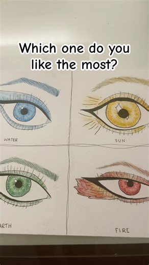 Drawing fantasy eyes #drawing #eyes #fantasy #water #earth #sun #fire #art #artist #watercolor #sub