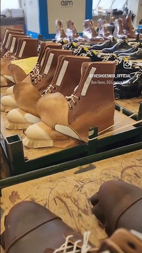 In the inner workings of the upper: toe puffs and side reinforcements. At Crockett & Jones.