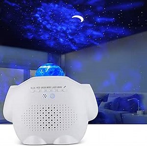 OOWOLF Star Light Projector Night Lights, 5.9 inch Multi-Colored LED Star Moon Projector Lamp, Voice Control USB Rechargeable Galaxy Projector Lamp for Bedroom Decor/Pary/Birthday Gifts/Home Theatre