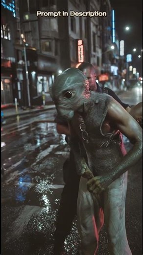 humanoid reptilian figure with smooth green skin, large black eyes