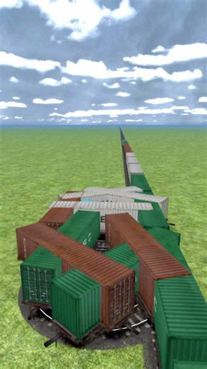 Massive Dangerous Train On Diamond Railroad 💥😎🔥 BeamNG Train simulator 3D #shorts