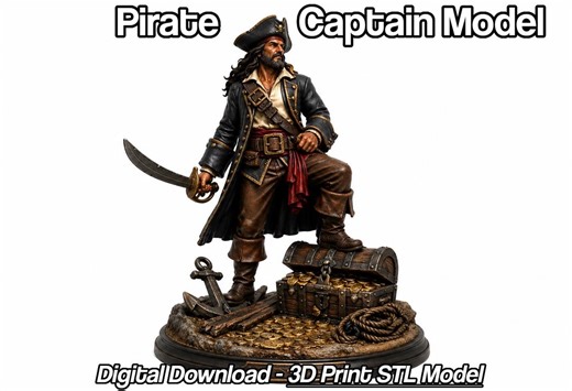 Pirate Captain Model | 3D Print File | Digital Download STL - Etsy