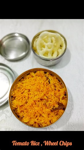 Today's lunch box recipe Tomato Rice with Wheel chips | One bite Zero regrets. Endless cravings 🍅🍚🔥