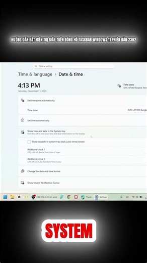 Hướng dẫn bật hiển thị giây trên đồng hồ Taskbar Windows 11 phiên bản 23H2