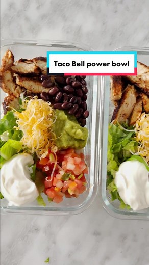 These 30-minute Taco Bell Power Bowls are completely customizable - they're the best! 🌮 Full recipe at the link in my profile. #mealprepideas #powerbowl #tacobellpowerbowl #lunchinspo #easylunchrecipe
