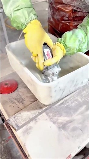 Wet Grinding Process Using a Handheld Angle Grinder for a Smooth and Precise Surface Finish #shorts