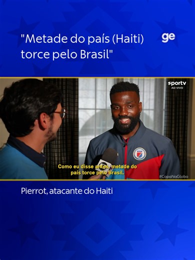 Atacante do Haiti, Pierrot diz que metade do país torce pelo Brasil na Copa do Mundo, mas garante que desta vez será diferente. Brasil e Haiti medem forças às 21h30 desta sexta-feira, pelo Grupo C. #CopaNaGlobo #futebol #ge2026 #selecaobrasileira #haiti #entrevista #tiktokesportes