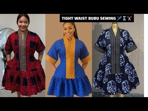 HOW TO SEW TIGHT WAIST BUBU WITH ASO OKE NECKLINE || SEWING TUTORIAL 🪡✂️🧵