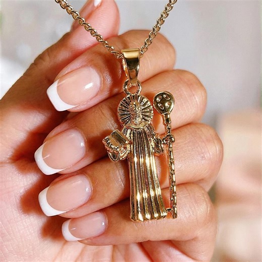 Virgin Mary Pendant Necklace & Earrings Set, 18K Gold Plated Brass Religious Jewelry, Minimal Catholic Icon Chain Gift - Etsy