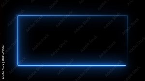 Square rectangle picture frame glowing neon ani animationmation on black background. seamless loop - vertical. Bright neon effect rectangle frame Loop background. Stock Video