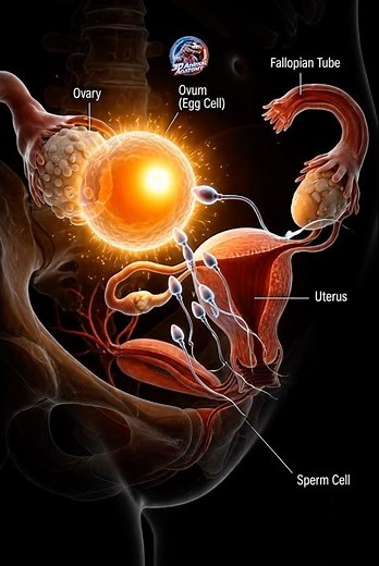 Fertilization Process (Labeled) – Human Reproductive System in Action