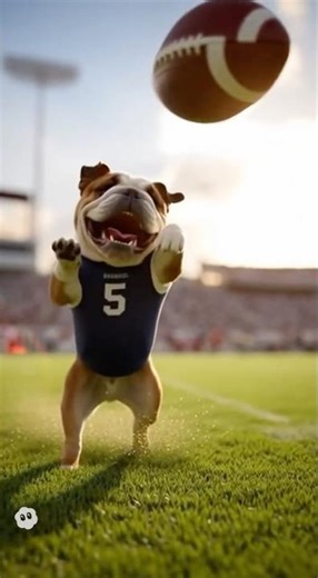Funny Bulldog Playing Football