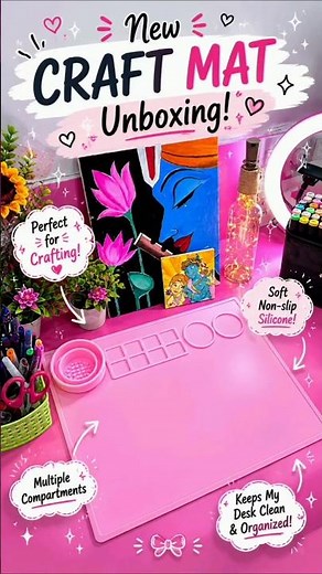 pink craft mat unboxing ✨ aesthetic desk setup #desksetup#diycrafts#aestheticsetup#pinksetup #shorts