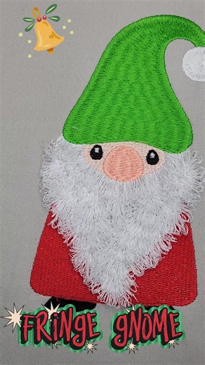 This Fringe Gnome design is just too cute, and now I have to stitch it on a shirt! 🧵✨ Got any ideas for a fun little saying I can embroider on it too? 🎄😊 | A Stitch in Time Embroidery Designs