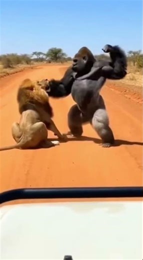 Silverback PUNCHES Lion Into Submission - Epic Battle! 🦍 사자응징 🦍 制圧 #viral #gorilla #lion
