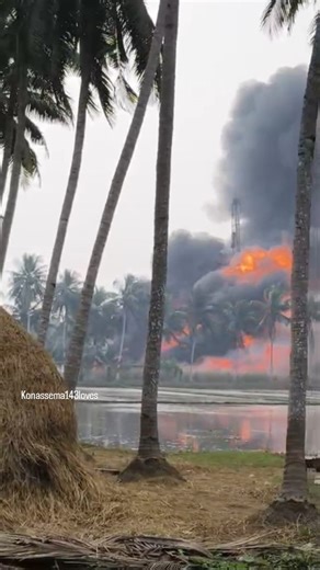 amalapuram updates on Instagram: "Gas blowout incident at Irusumanda village, Malikipuram Mandal, Ambedkar Konaseema District. Massive flames and gas spread created panic, but no loss of life reported. Authorities evacuated people within a 1 km radius and are working closely with ONGC to control the situation. Safety first. Stay alert. Support each other. ⚠️ Disclaimer: This video is not intended to target, accuse, or blame any individual, organization, or authority. It is shared only to inform 