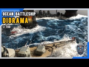 Huge Battleship Ocean Diorama / KMS Bismarck vs HMS Hood in 1/700