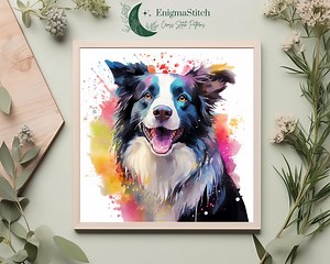 Border Collie - PDF Cross Stitch Pattern - Dog Portrait Embroidery, DIY, Instant Download - Etsy