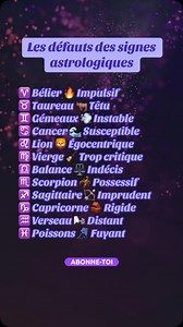 Quel est le défaut associé à ton signe astrologique ? #signesastrologiques #signesastro #astrologie #zodiaquesignes #signesduzodiaque | Birhia