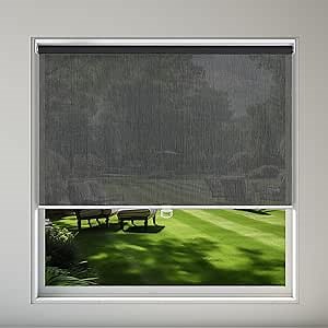 Light Filtering Roller Shades - Cordless, Solar Shades with UV Protection, Easy Installation for Home, Hotel, Office, Black, 47" W x 36" H, 10% Openness