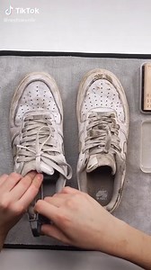 The sound of clean is so satisfying! Should we do more ASMR cleanings? #cleaningasmr #cleaningtiktok #asmr #shoecleaninghack #nikeairforce1