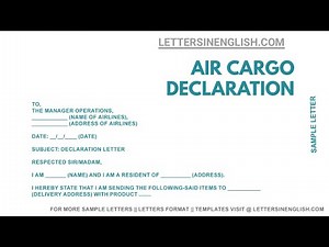 Declaration Letter for Air Cargo – Sample Declaration for Air Cargo