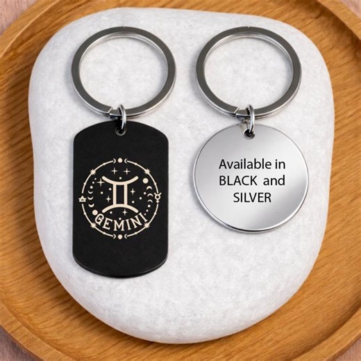 Gemini Zodiac Sign Keychain – Custom Engraved Horoscope Keyring, Astrology Constellation Gift - Etsy