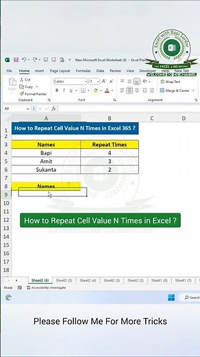 Use formulas to repeat any cell value N times automatically in Excel—no manual work needed!