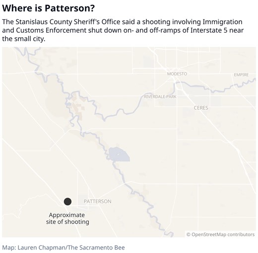 Where is Patterson, California? ICE shooting in Stanislaus County