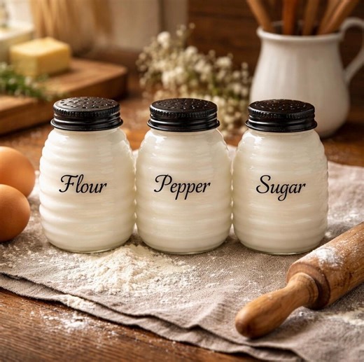 Vintage Milk Glass Beehive Shaker Set, Farmhouse Kitchen Decor - Etsy