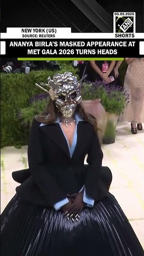 Ananya Birla wears custom couture by Robert Wun paired with a sculptural mask at Met Gala 2026