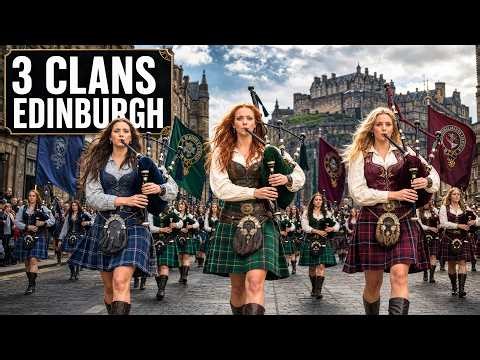 Army of Bagpipes | 3 Clans of Scottish Girls March Through Edinburgh | Epic Bagpipes & Drums