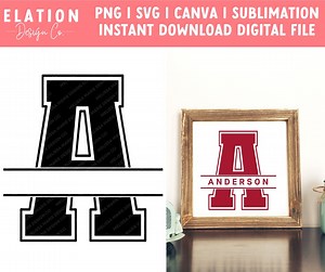 Split Monogram Collegiate Varsity Style Svg, Png, Canva Graphic Download File - Silhouette, Cricut, Cutting File - Etsy